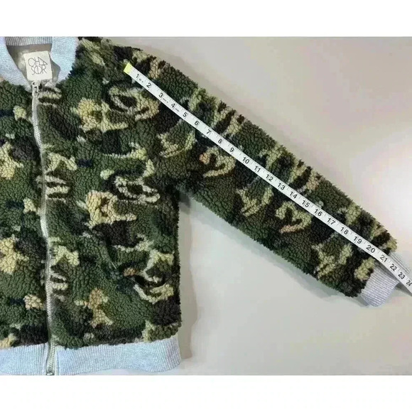 Chaser Womens Camo Teddy Bear Bomber Jacket NWT Small Satin Lined Neutral Zip Up - Picture 9 of 9